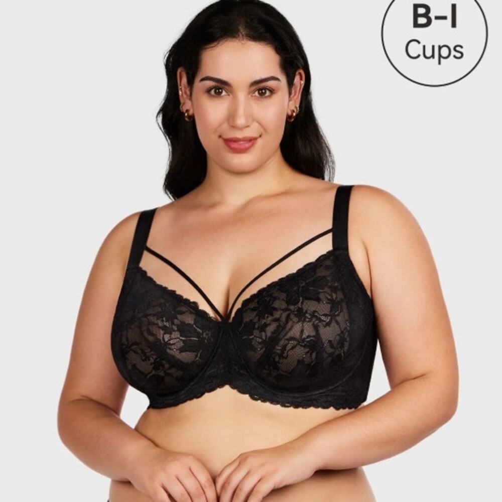 HSIA Pretty In Petals Strappy Lace Bra Full Coverage Women's Size 36D NWT
